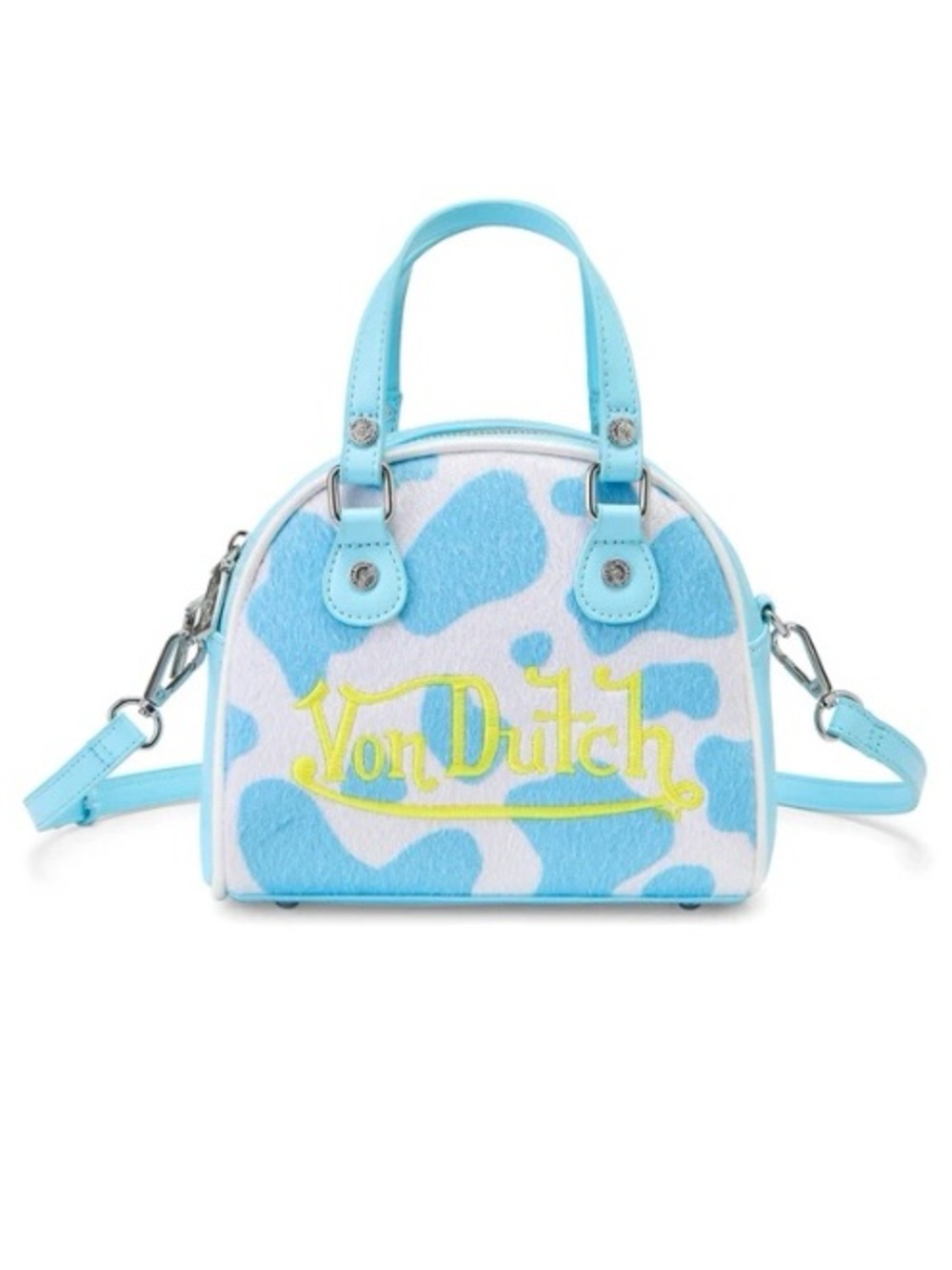VON DUTCH Women’s cow print vegan pony hair bowling bag🔥🔥